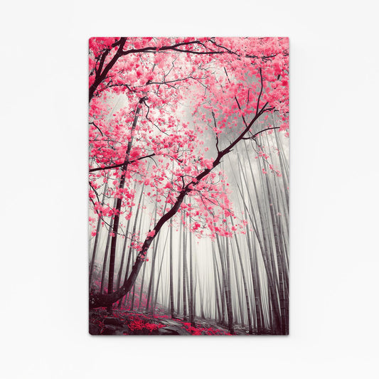 Monochrome Forest Path Cherry Blossom Wall Decor – monochrome forest path cherry blossom canvas print