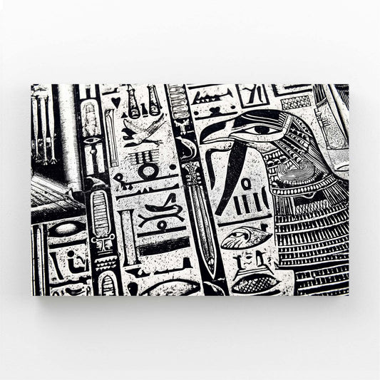 Monochrome Hieroglyph Column Egyptian Art – monochrome hieroglyph column egyptian canvas print