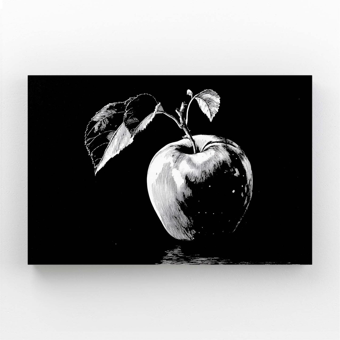 Monochrome Leaves Apple Art – monochrome leaves apple canvas print