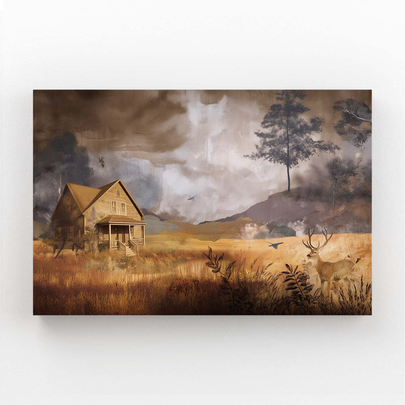 Moody Farmhouse Field Farmhouse Art – moody farmhouse field farmhouse canvas print