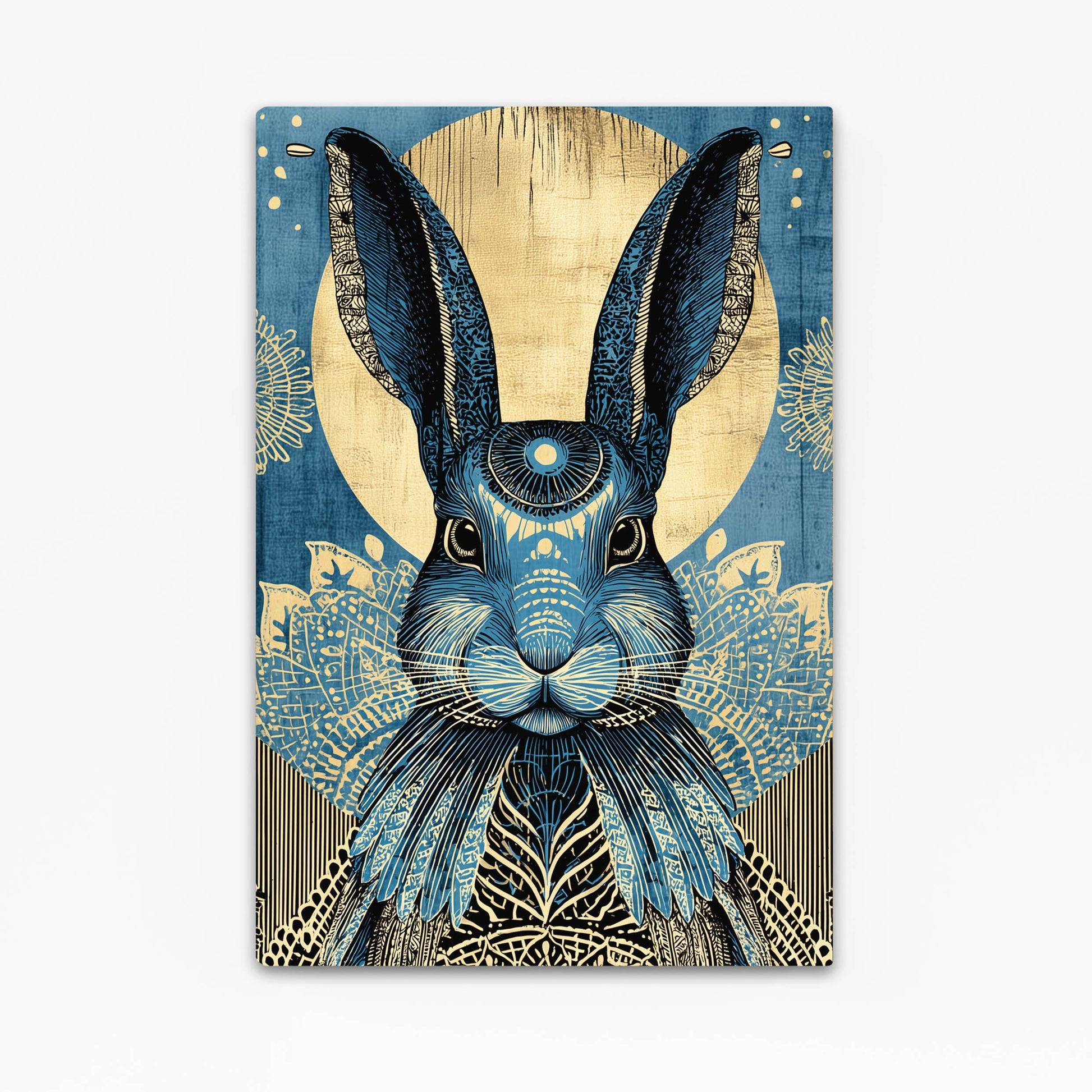 Moon Bunny Prints – angled canvas view on white background