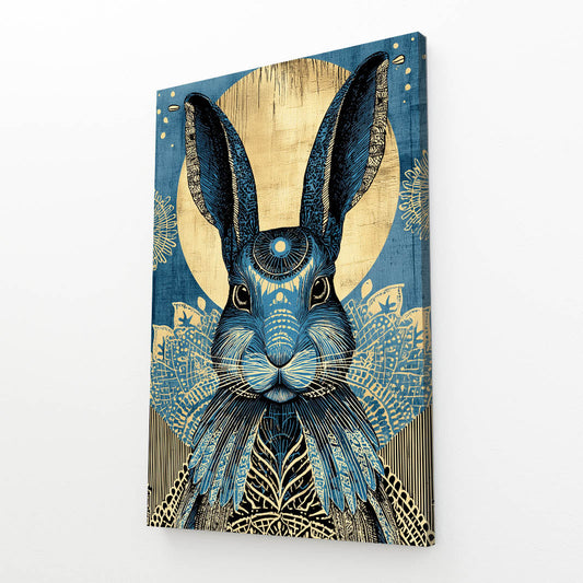 Moon Bunny Prints – angled canvas view on white background