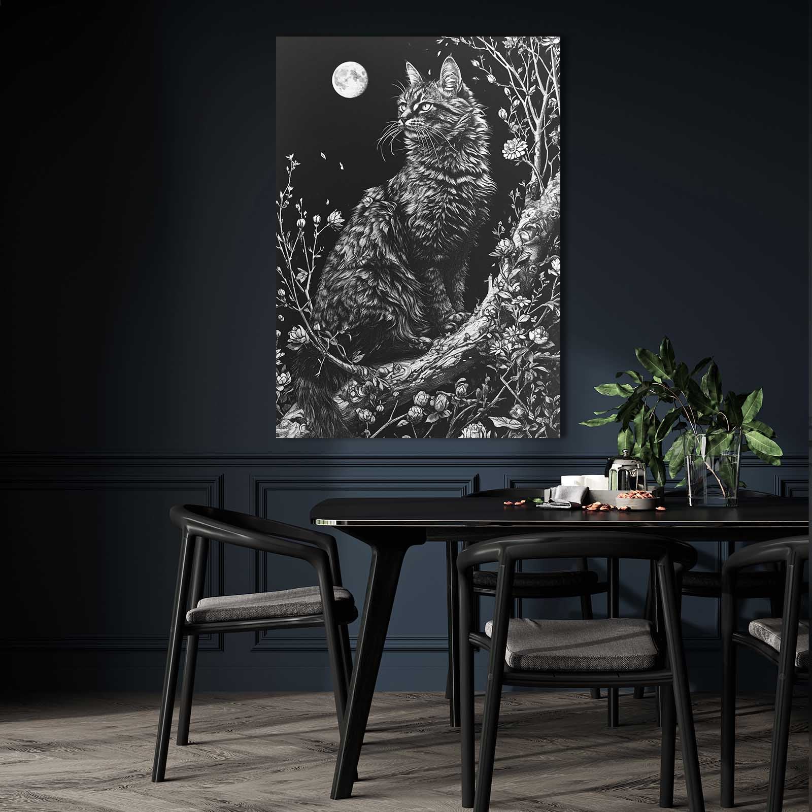 Moonlight Cat Art