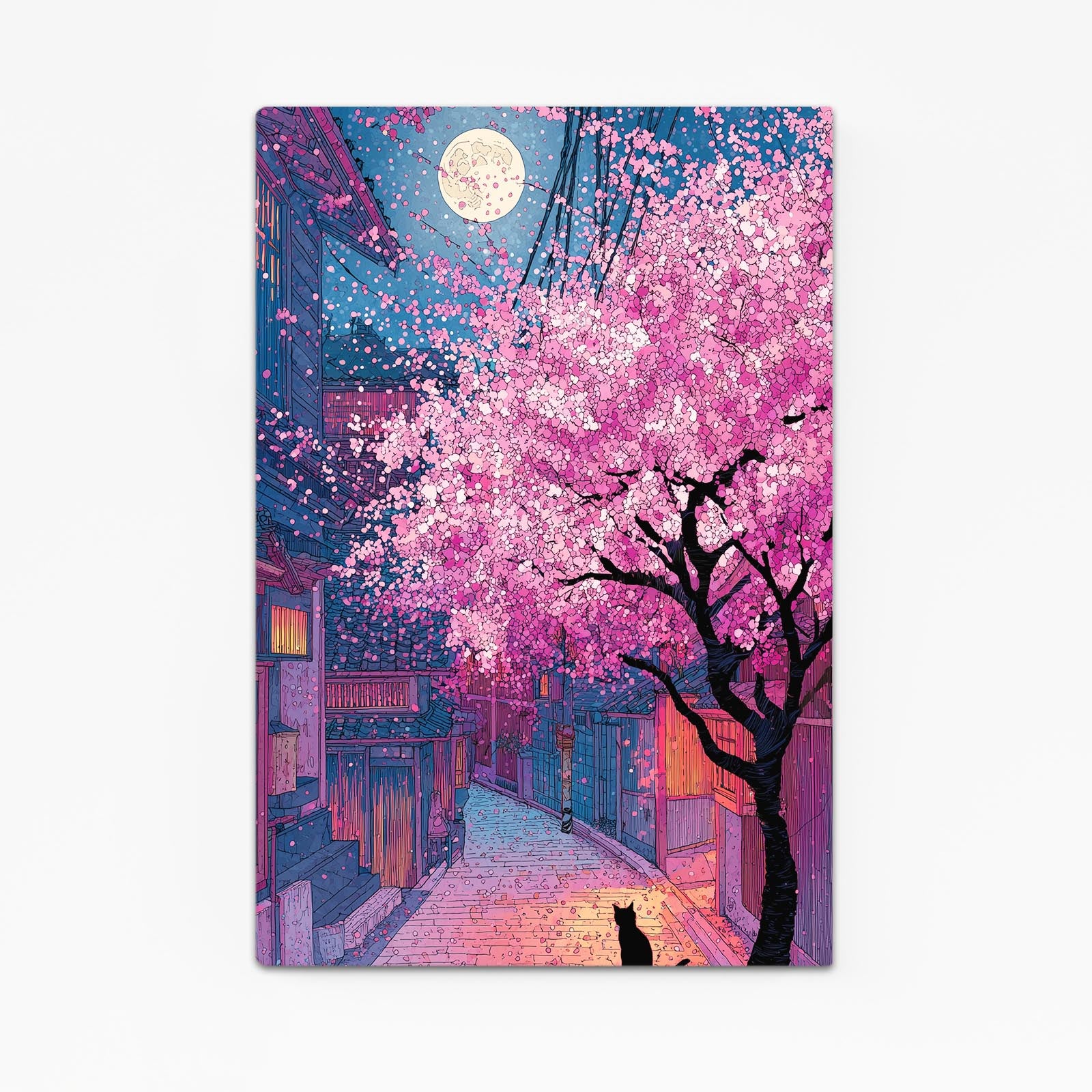 Moonlit Alley Cherry Blossom Prints – moonlit alley cherry blossom canvas print