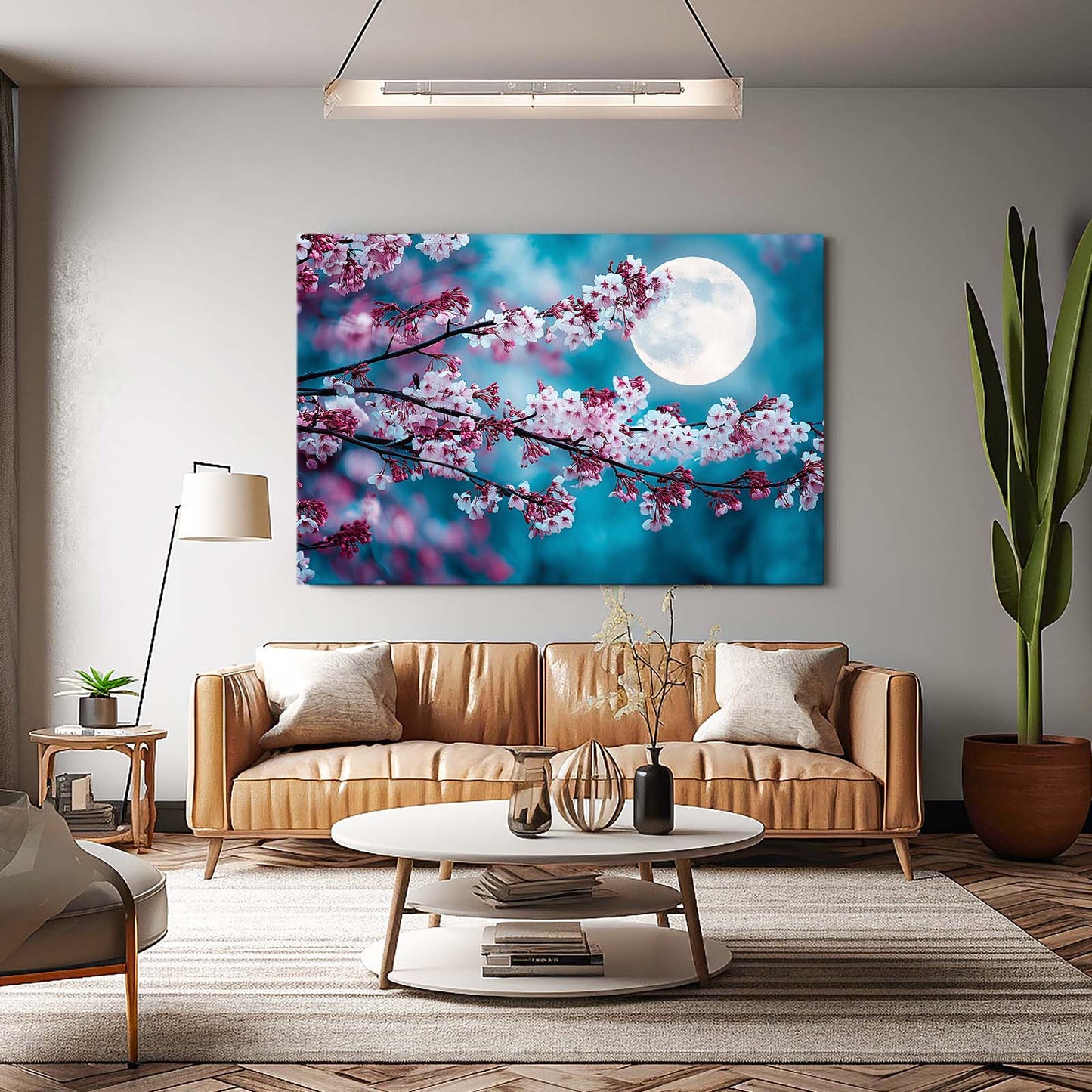 Moonlit Branch Cherry Blossom Wall Decor – styled in a furnished interior