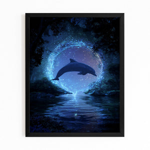 Moonlit Portal Dolphin Wall Art