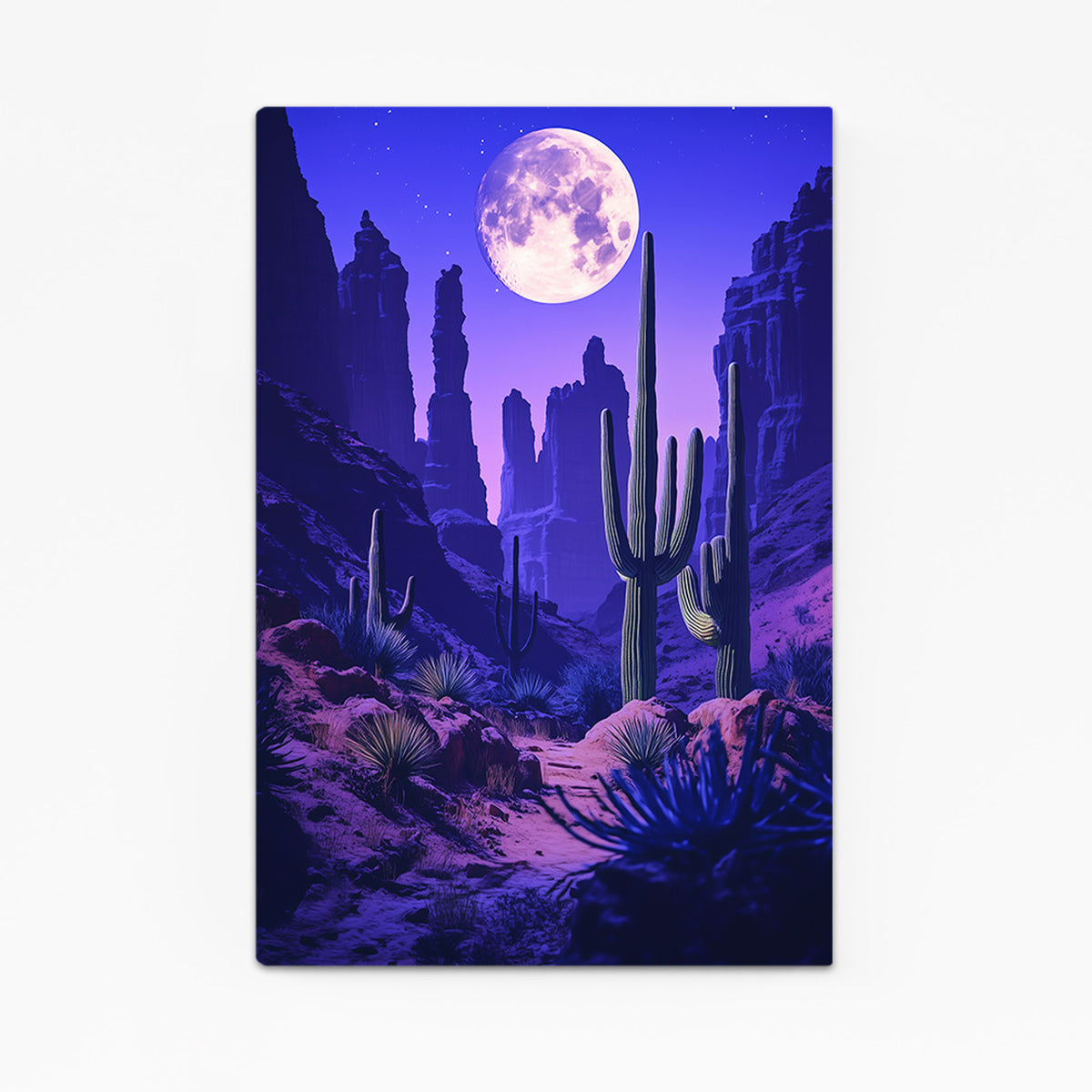 Moonlit Purple Canyon Cactus Prints — contemporary canvas print, canvas print on white background
