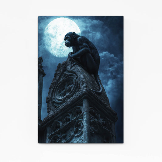 Moonlit Statue Guardian Monkey Art – moonlit statue guardian monkey canvas print