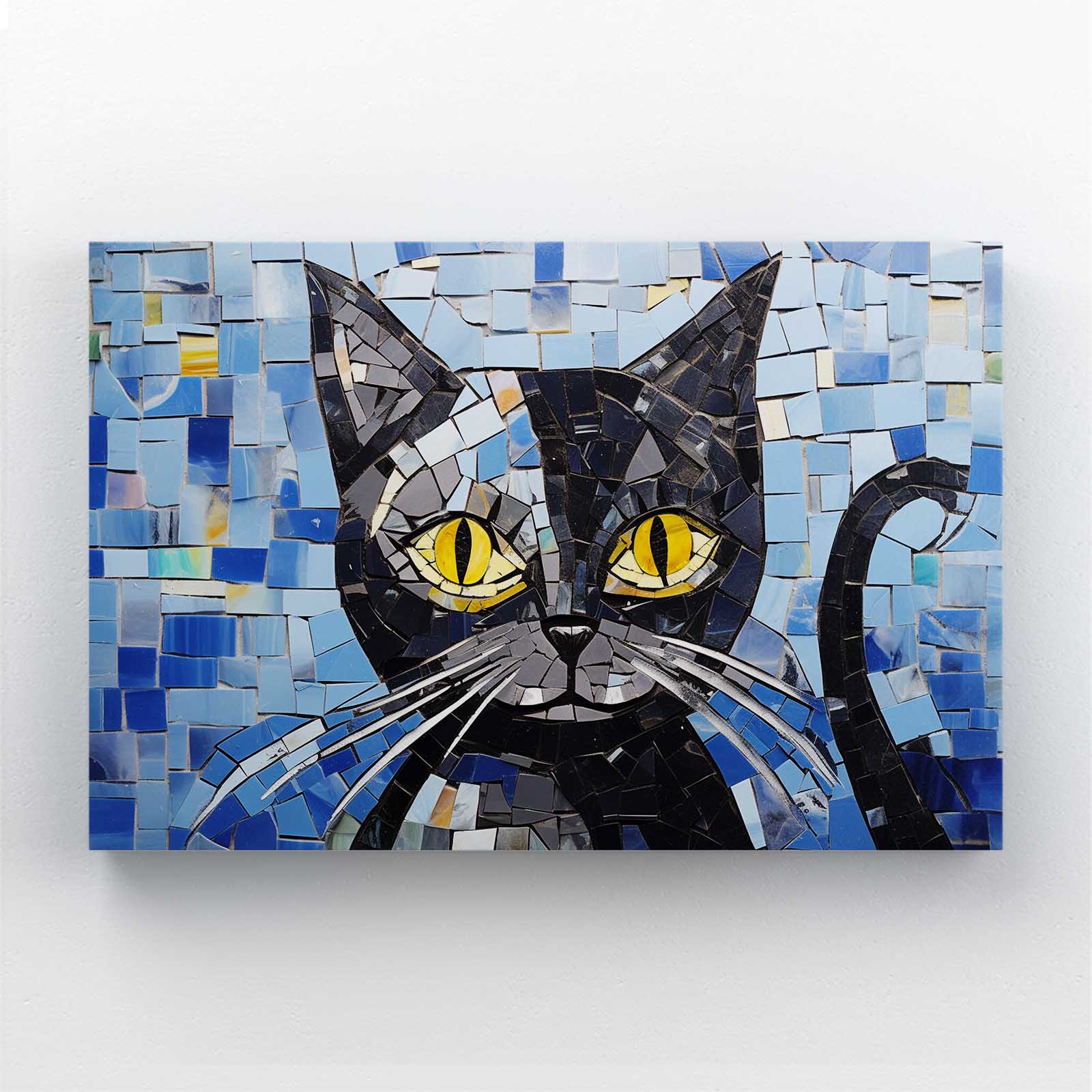 Mosaic Blue Cat Wall Art