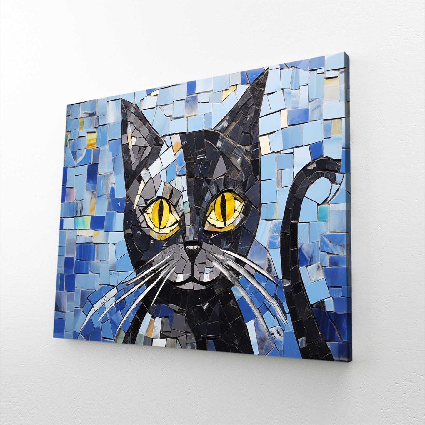 Mosaic Blue Cat Wall Art
