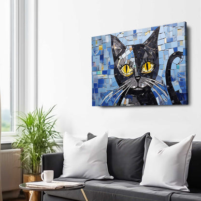 Mosaic Blue Cat Wall Art