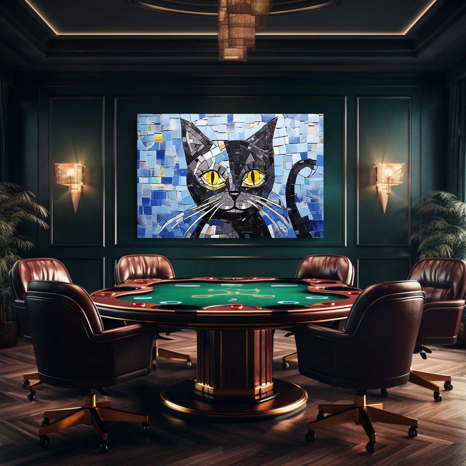 Mosaic Blue Cat Wall Art