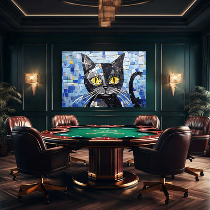 Mosaic Blue Cat Wall Art
