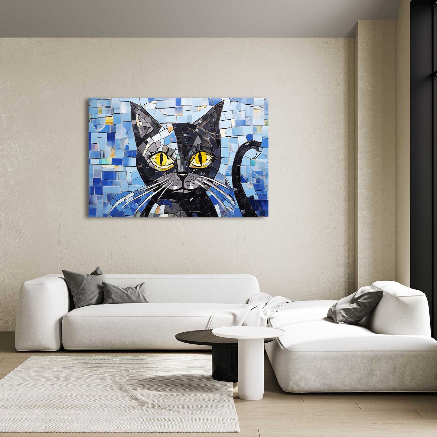 Mosaic Blue Cat Wall Art