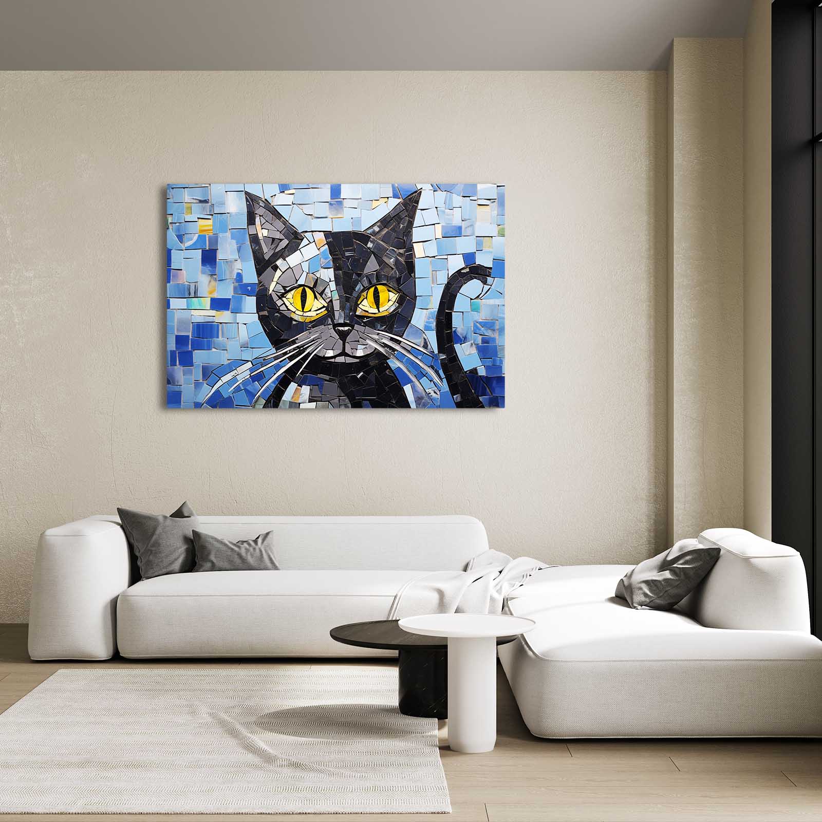 Mosaic Blue Cat Wall Art
