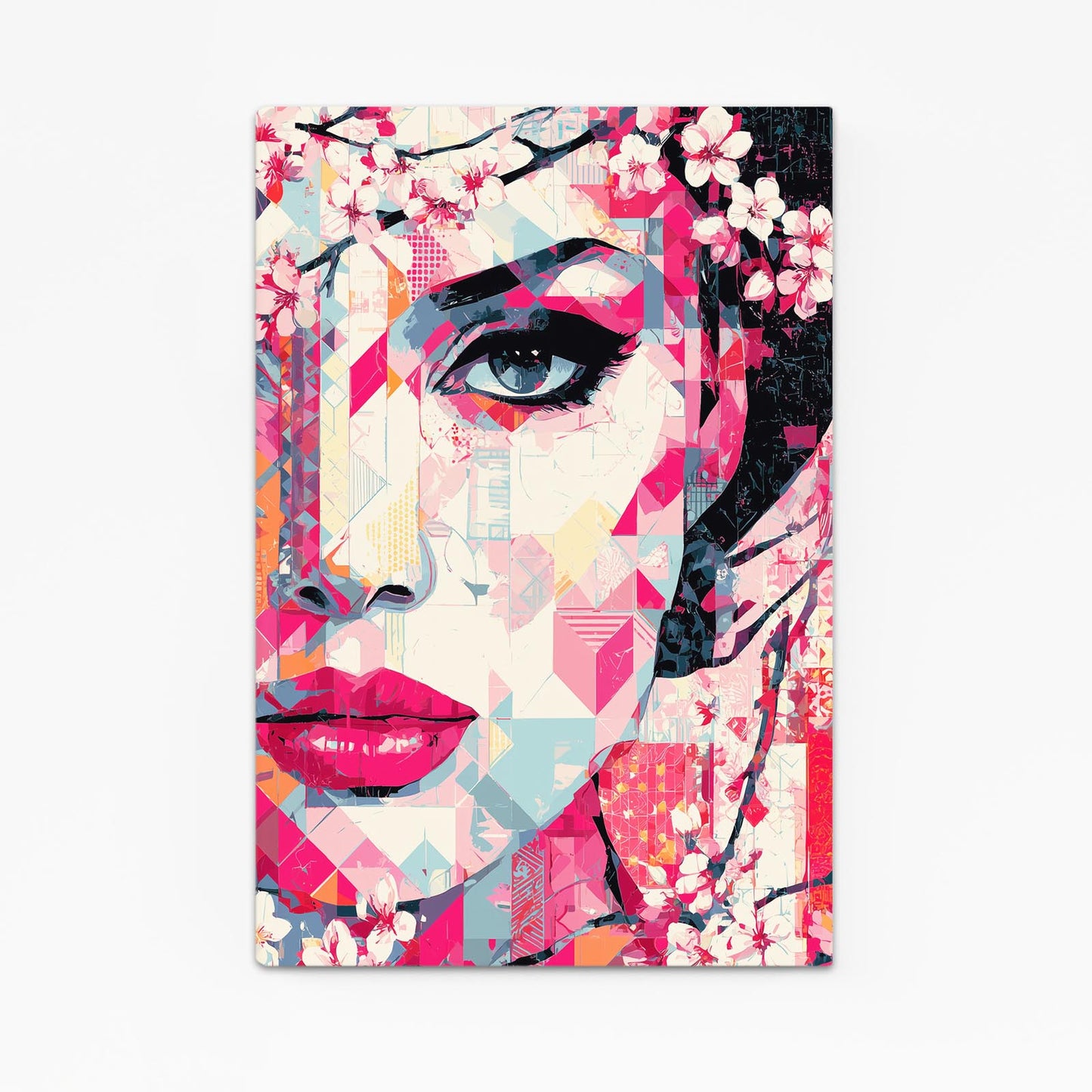 Mosaic Face Portrait Cherry Blossom Wall Art – mosaic face portrait cherry blossom canvas print