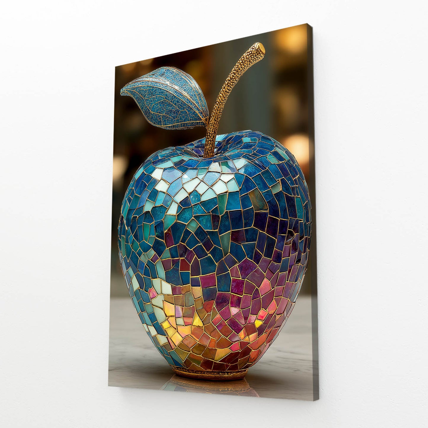 Mosaic Glass Fruit Wall Decor – angled canvas view on white background