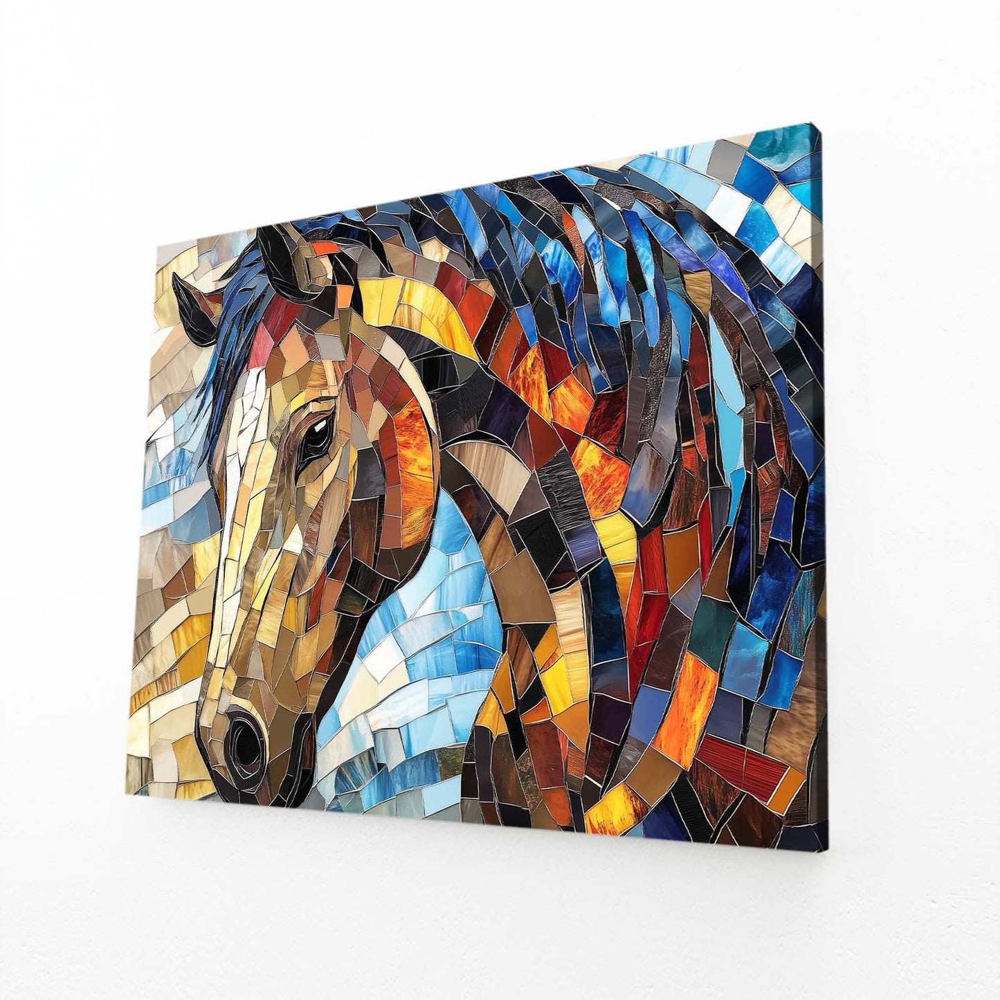 Mosaic Horse Prints – angled canvas view on white background