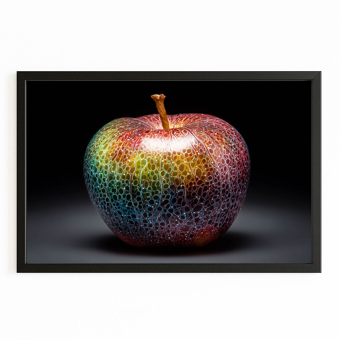 Mosaic Skin Texture Apple Canvas – with Premium Black frame on white background
