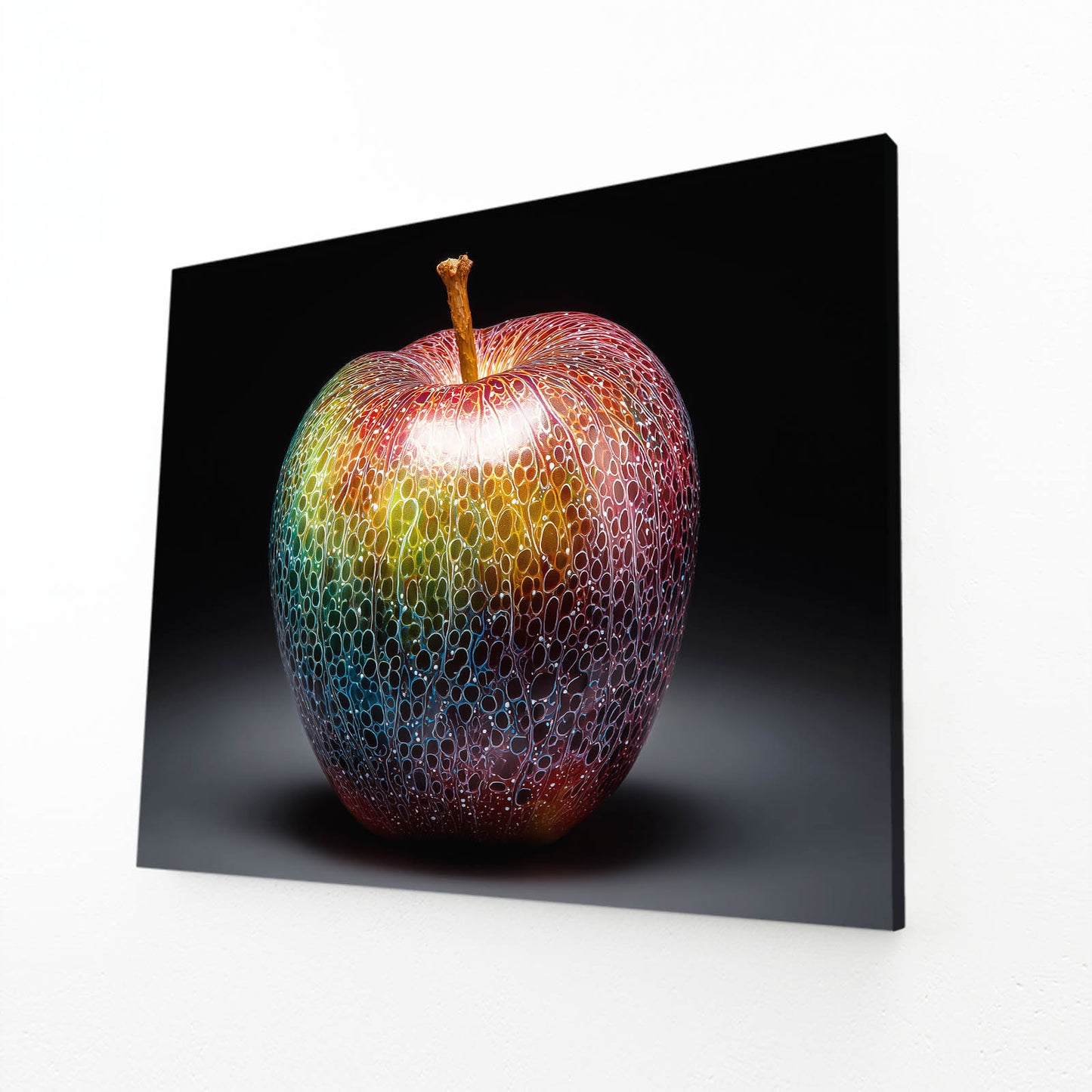 Mosaic Skin Texture Apple Canvas – angled canvas view on white background