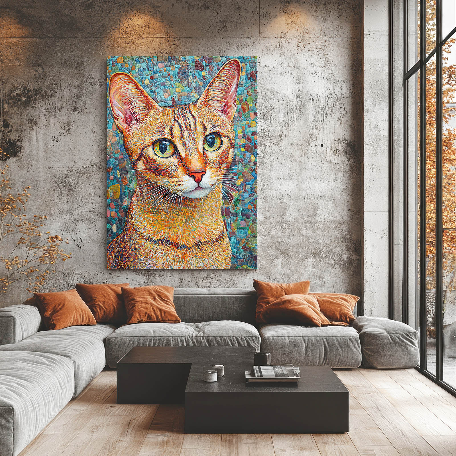 Mosaic Style Wall Art Cat