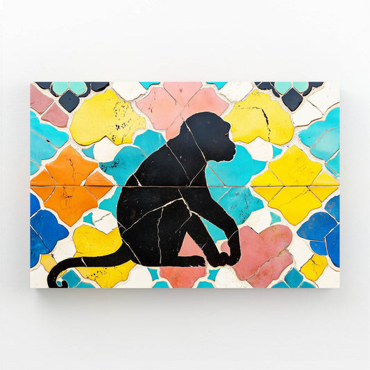 Mosaic Tile Silhouette Monkey Canvas Art – mosaic tile silhouette monkey canvas print