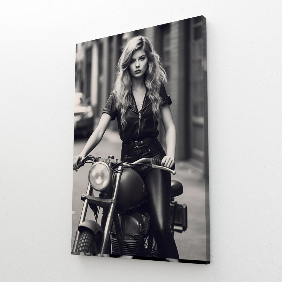 Motorcycle Girl Photography Art – canvas print, view 2