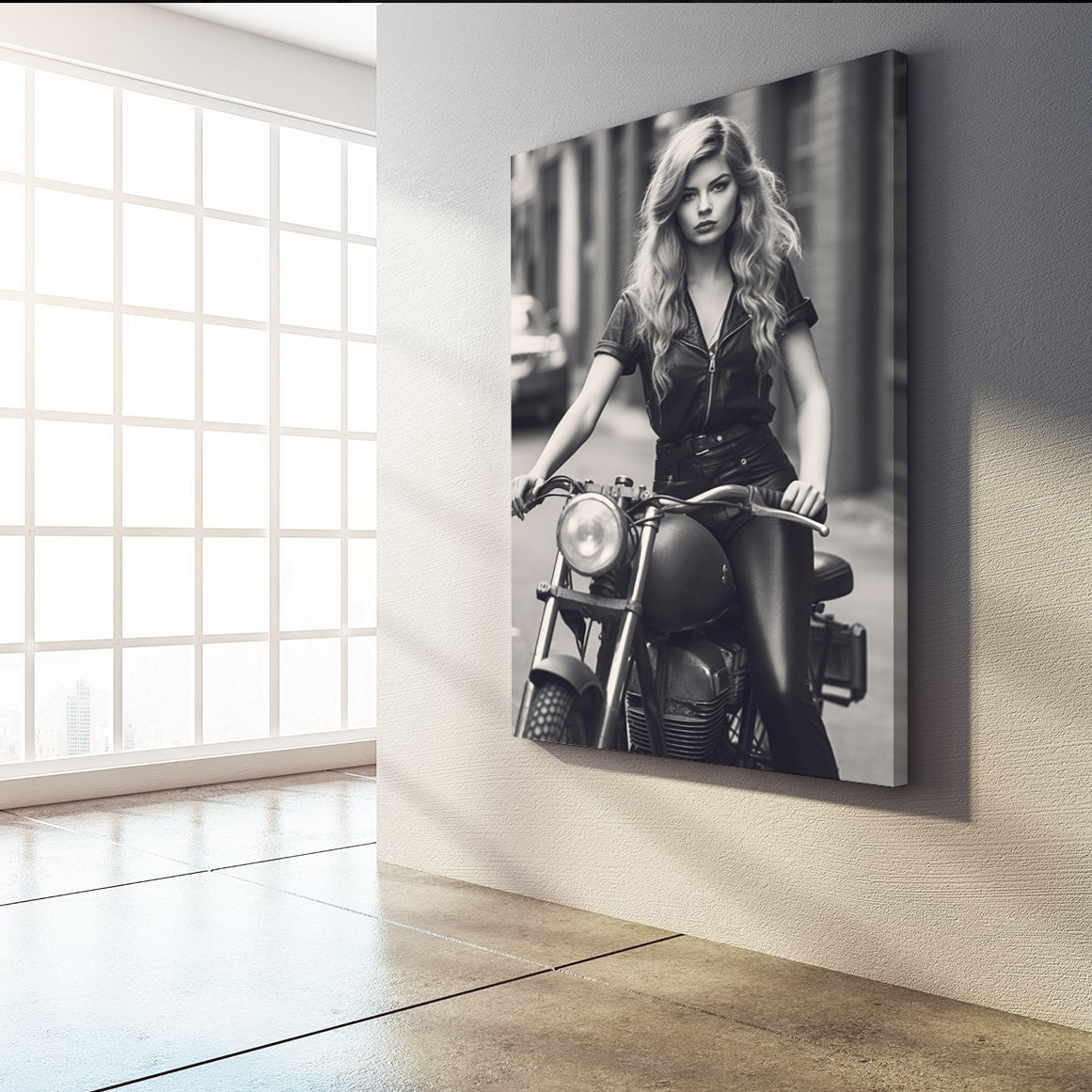 Motorcycle Girl Photography Art – canvas print, view 3