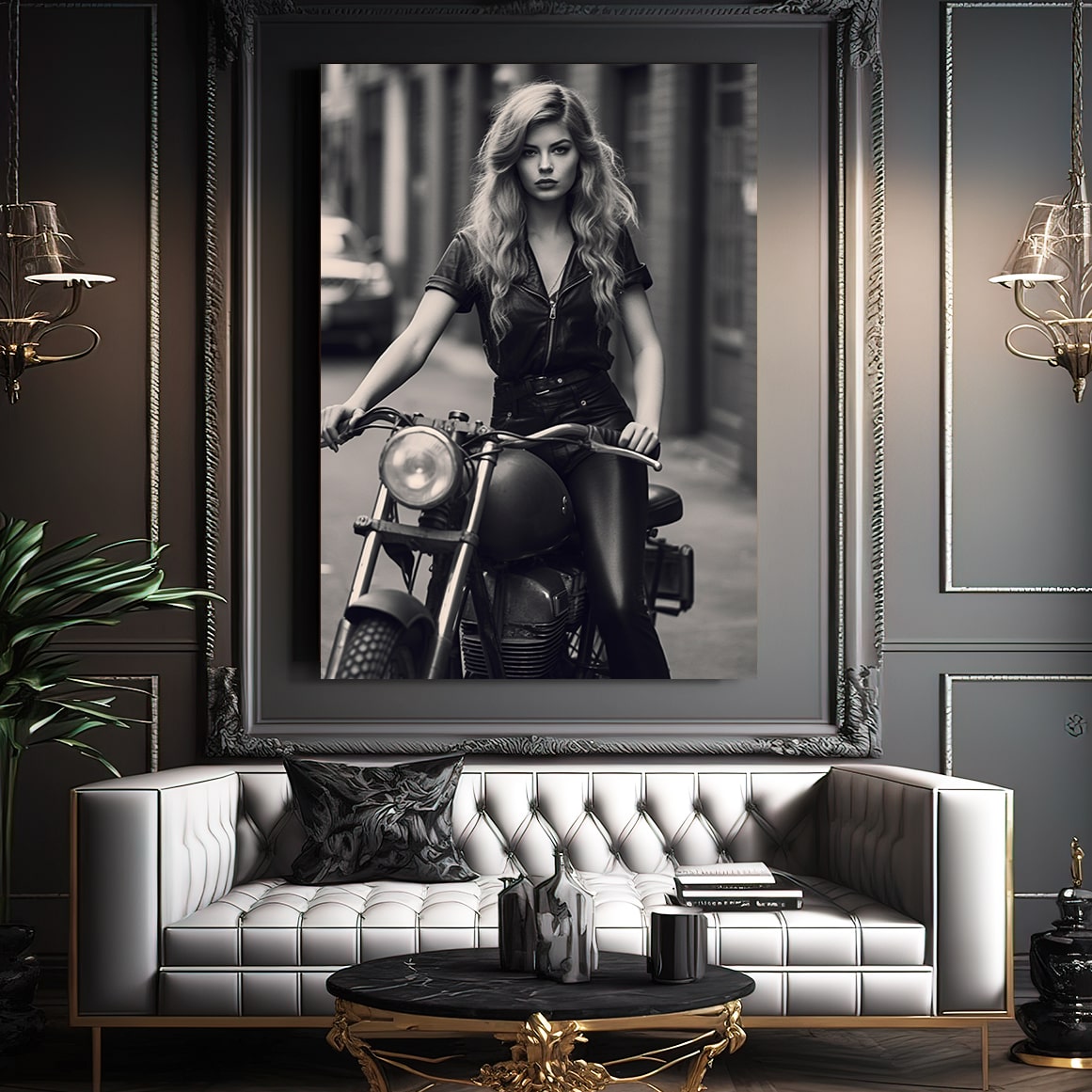 Motorcycle Girl Photography Art – canvas print, view 4