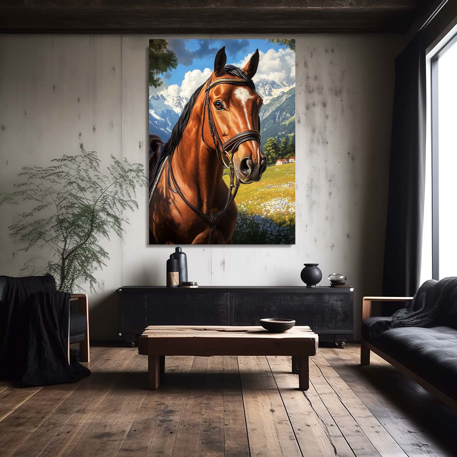 Mountain Horse Canvas – angled canvas view on white background