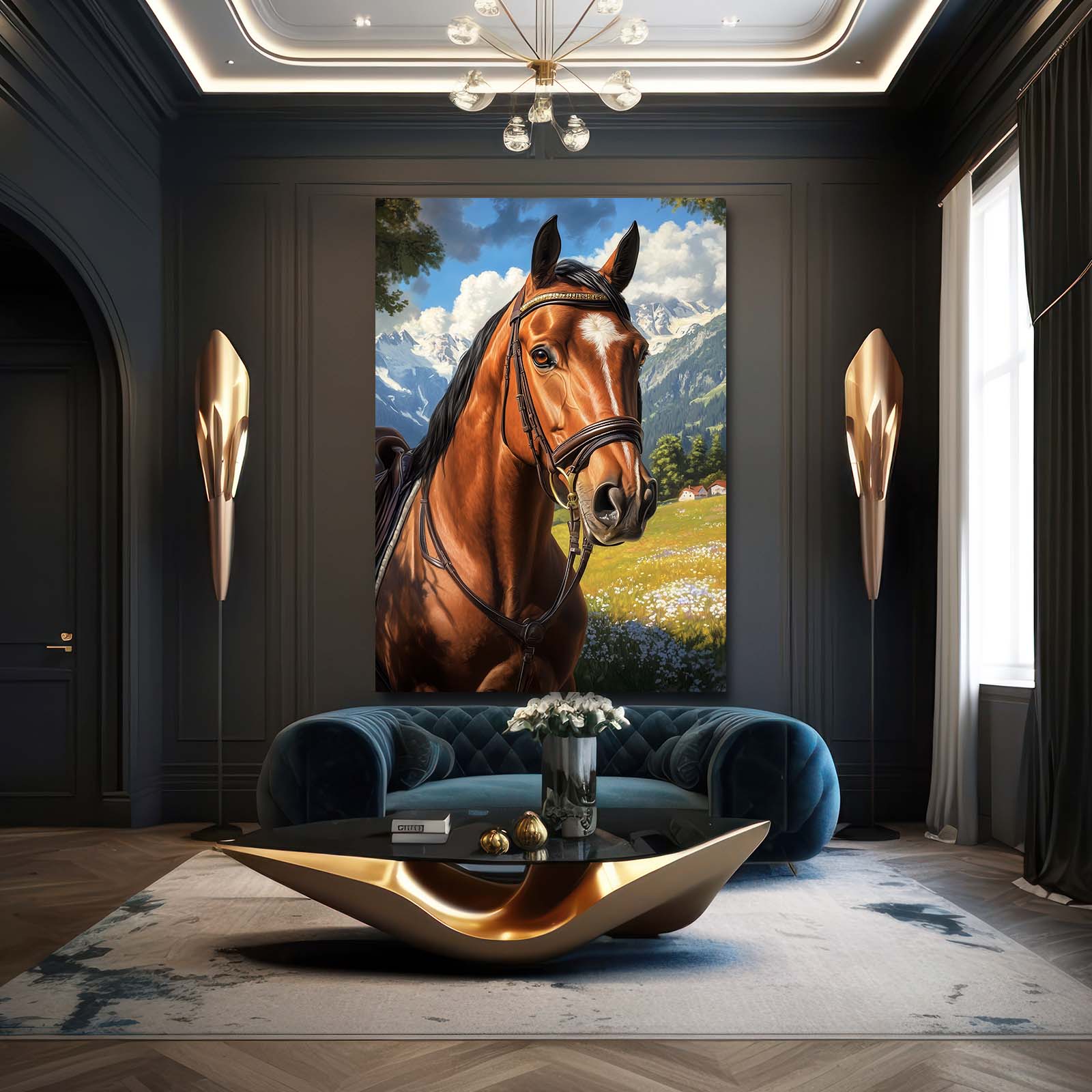 Mountain Horse Canvas – angled canvas view on white background