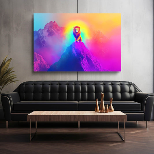 Mountain Lion Wall Art — digital canvas print in pink tones, view 3