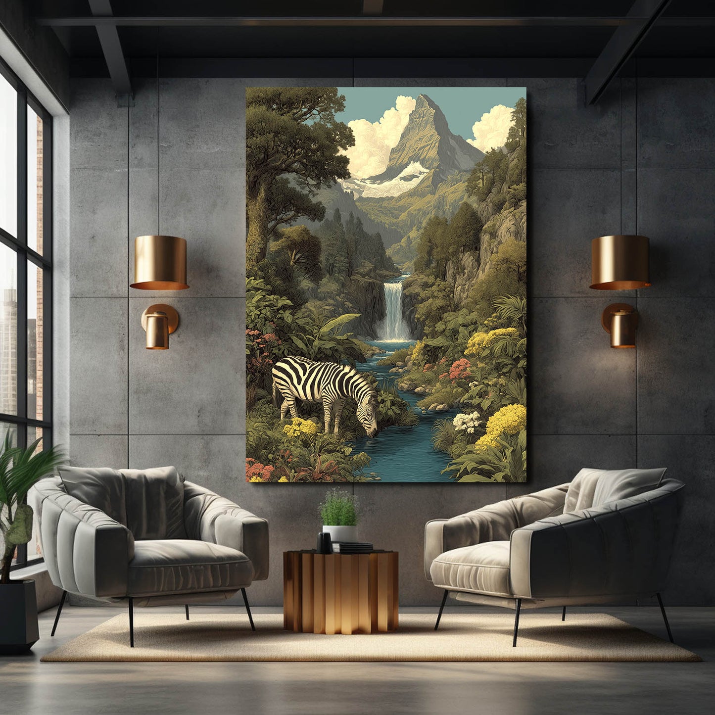 Mountain Zebra Artwork – styled in a furnished interior