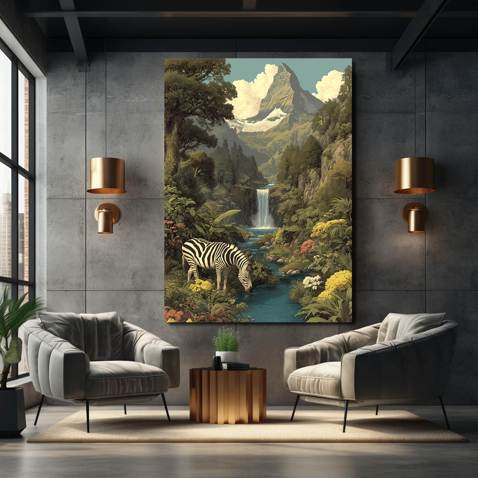 Mountain Zebra Artwork – styled in a furnished interior