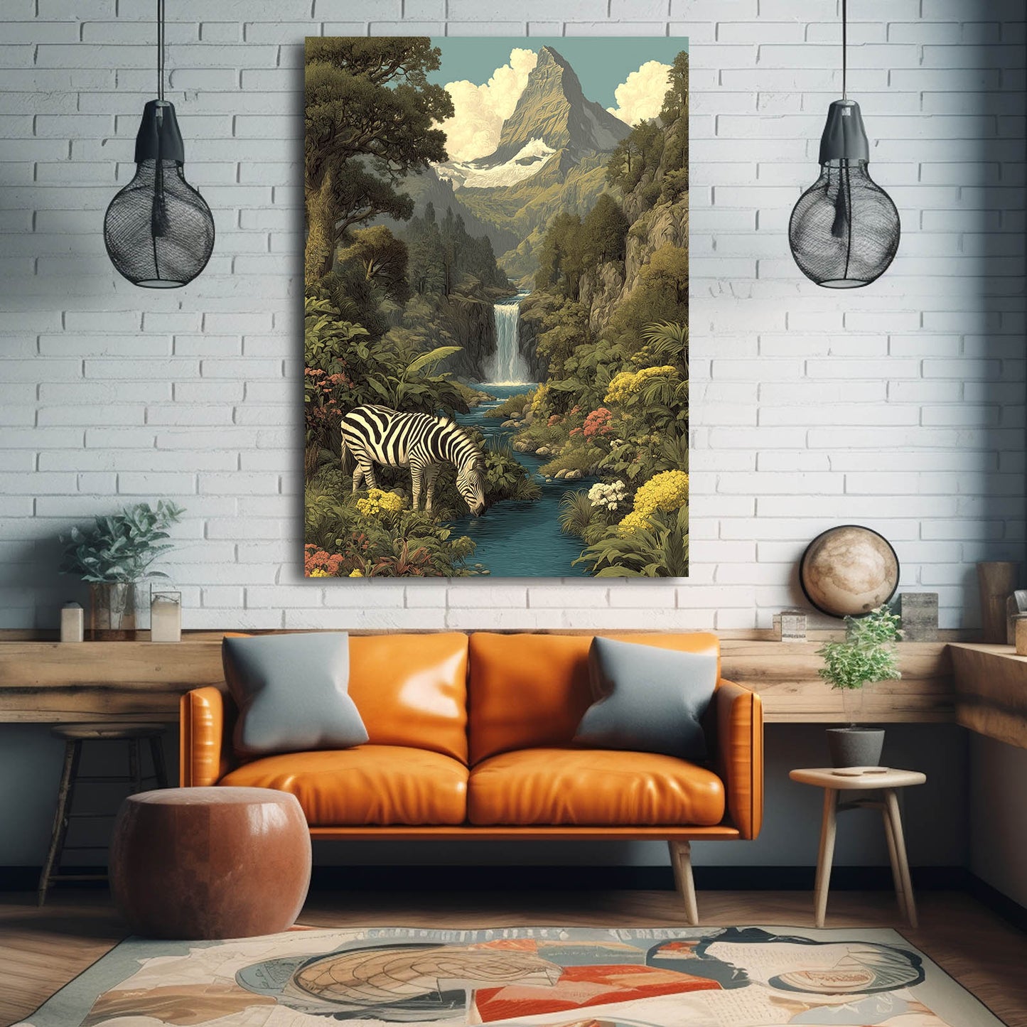 Mountain Zebra Artwork – styled in a furnished interior