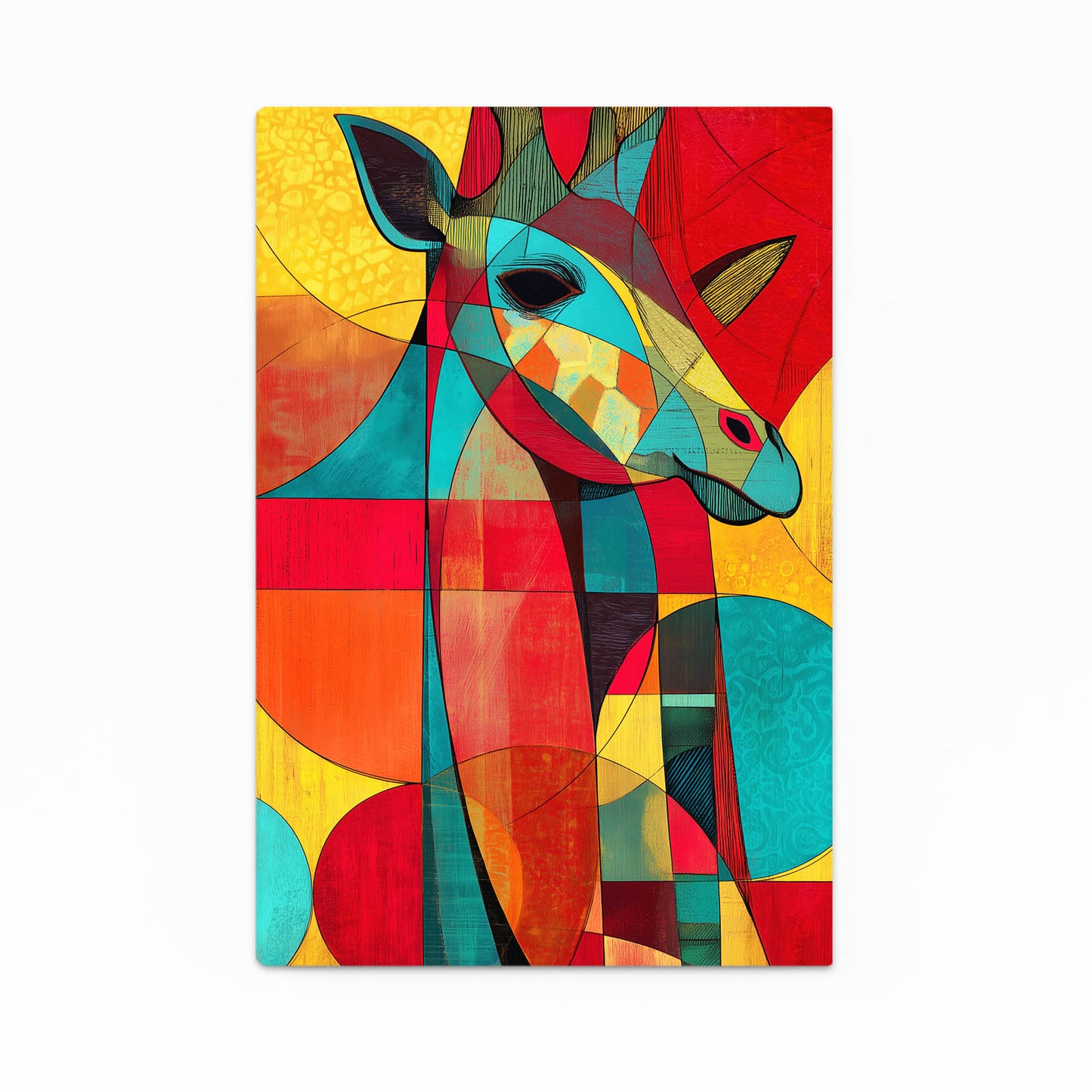 Colorful abstract painting of a deer on a white background