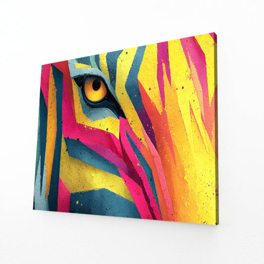 Multicolored Zebra Canvas Art – angled canvas view on white background