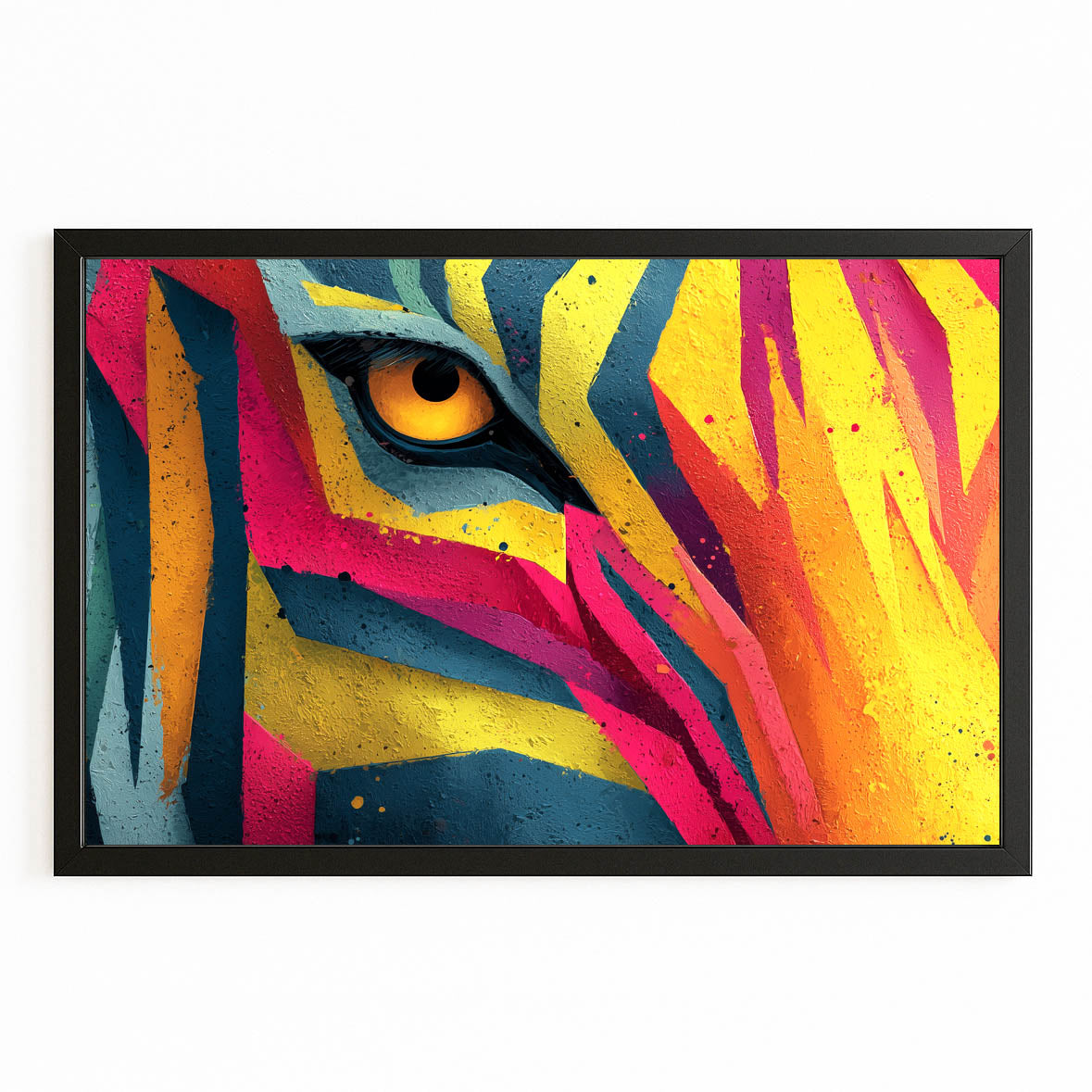 Multicolored Zebra Canvas Art – with Premium Black frame on white background