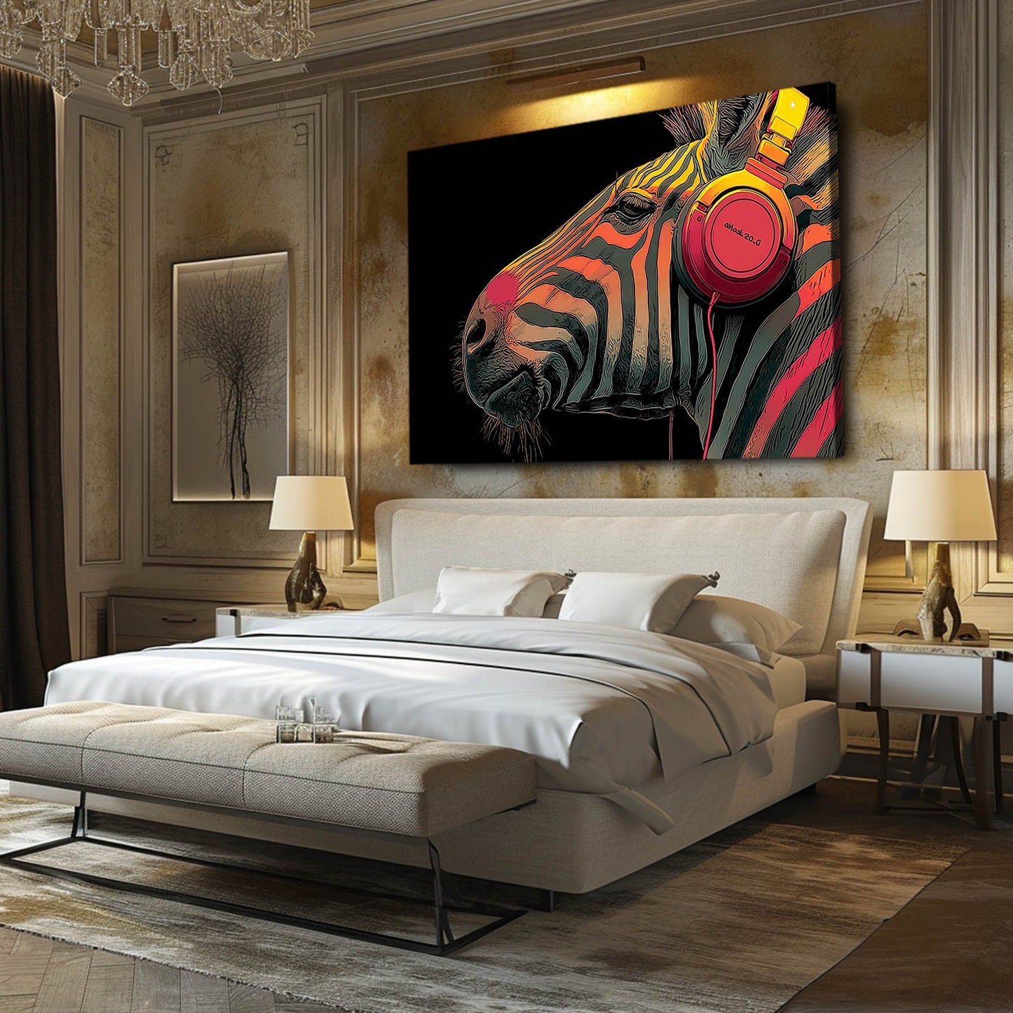 Music Zebra Wall Art – styled in a furnished interior