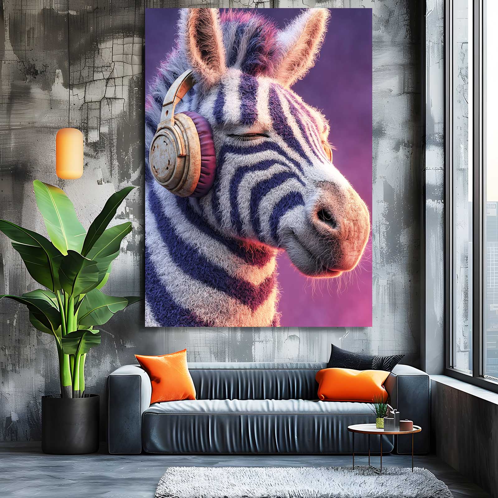 Musical Zebra Art – styled in a furnished interior