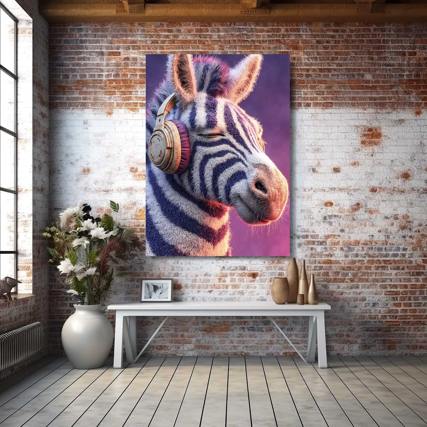 Musical Zebra Art – styled in a furnished interior