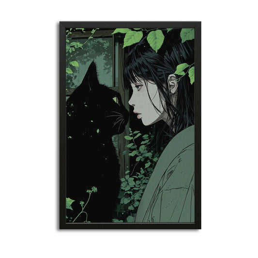 Mystic Bond Cat Wall Art – canvas print on white background
