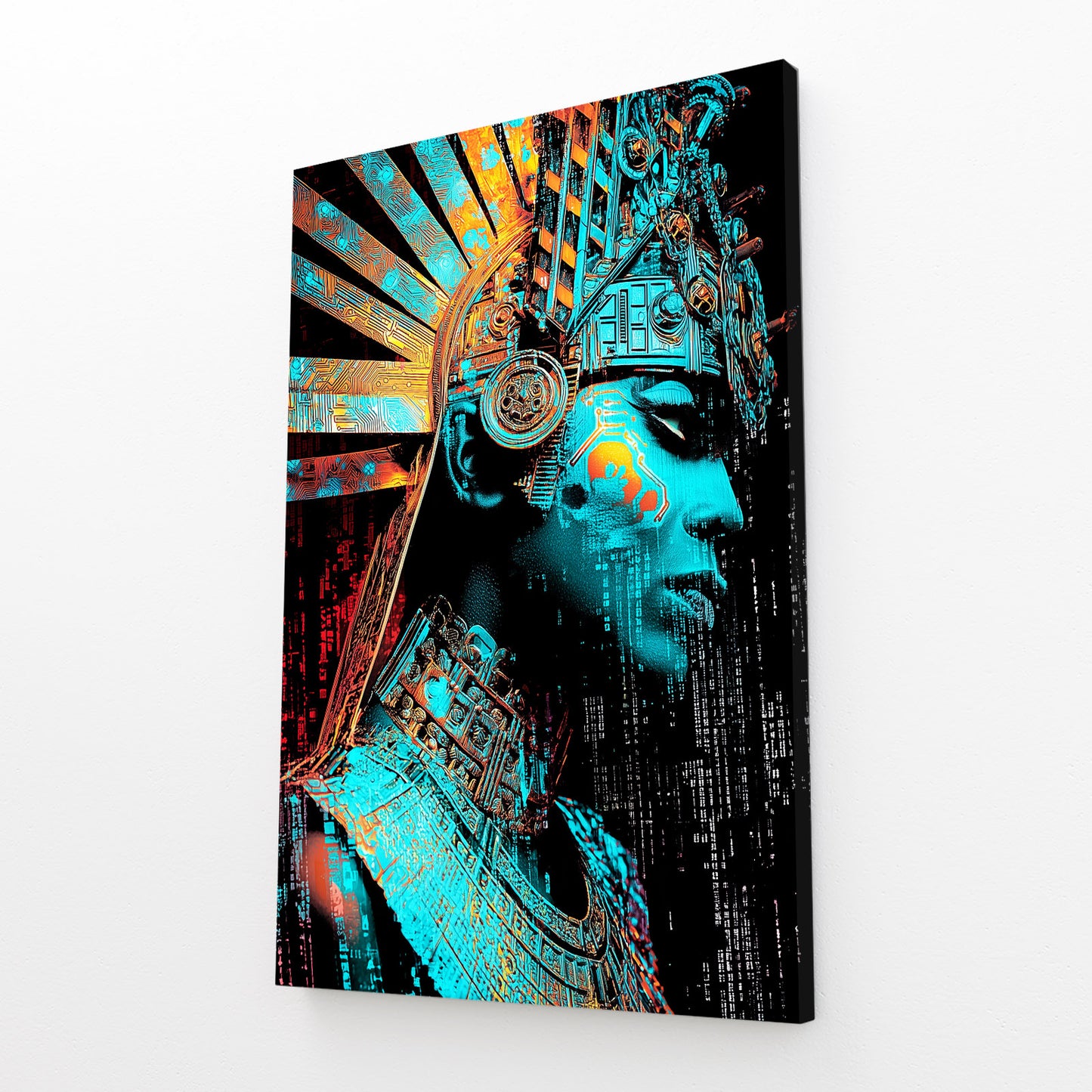 Mystic Pharaoh Moon Egyptian Canvas – angled canvas view on white background