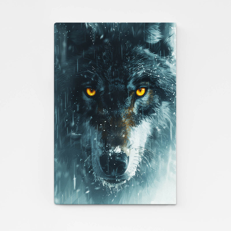 Mystical Wolf Art — nature canvas print in blue tones