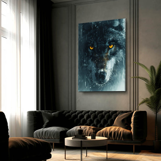 Mystical Wolf Art — nature canvas print in blue tones, view 3