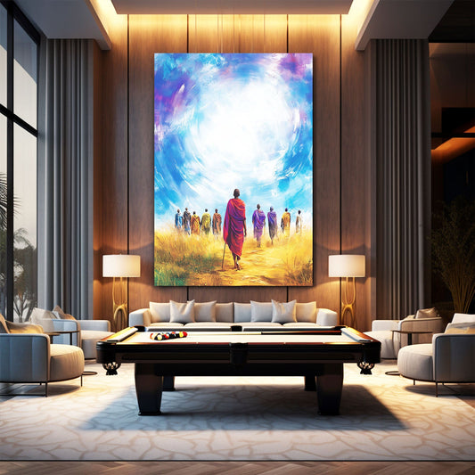 Mystique Large African Wall Art — african art canvas print in blue tones, view 5