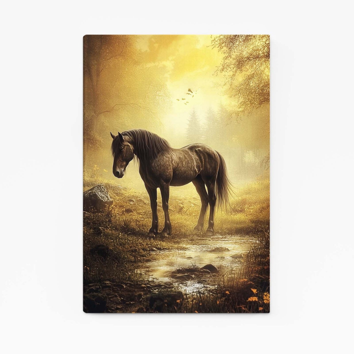 Native American Horse Artwork – angled canvas view on white background