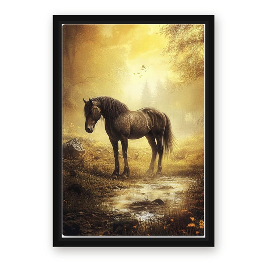 Native American Horse Artwork – with Premium Black wood frame