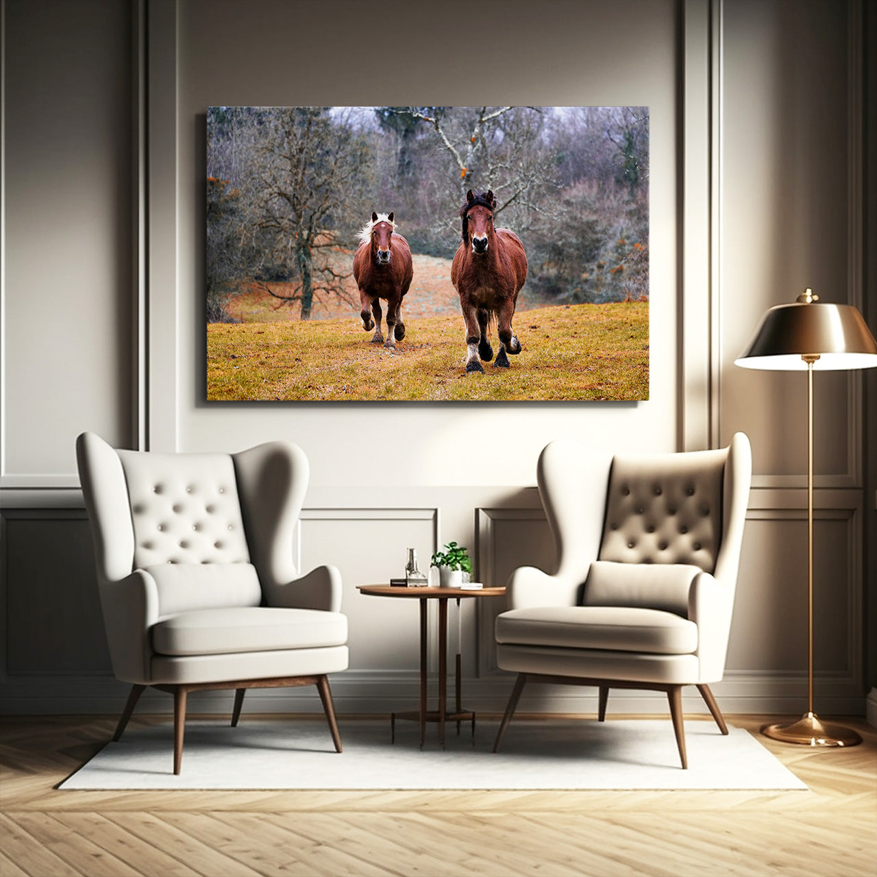 Natural Colors Horse Canvas – angled canvas view on white background