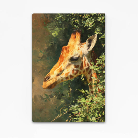 Giraffe painting with a naturalistic style on a white background